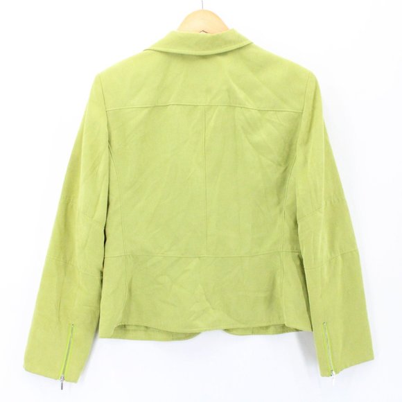 Conrad C Collection Suede Jacket Womens Green Motorcycle Style Lined Size 12 - Picture 6 of 8